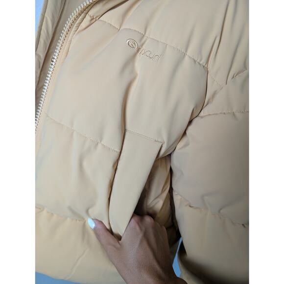Rip Curl Anti Series Tidal Butter Yellow Crop Boxy Puffer Coat Women Sz M Winter - Picture 8 of 13